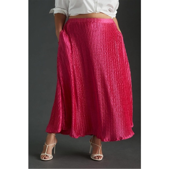 Anthropologie x Maeve • pleated shine women's midi skirt sz S - Picture 2 of 9